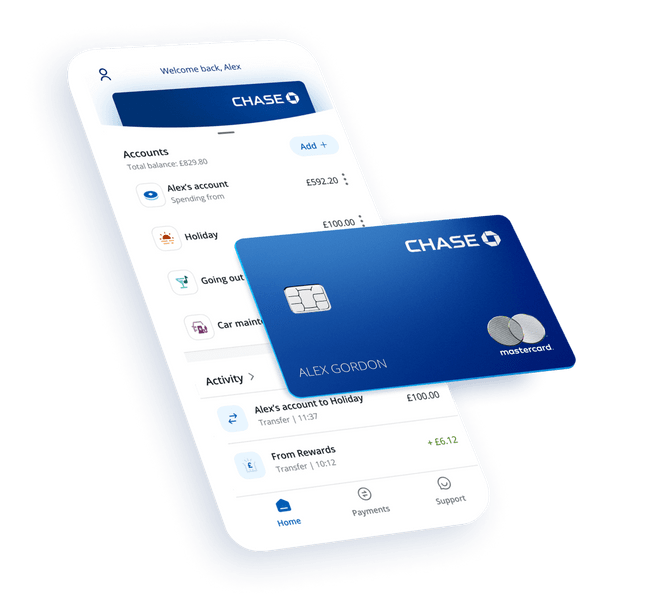 Chase UK Mobile bank app and card