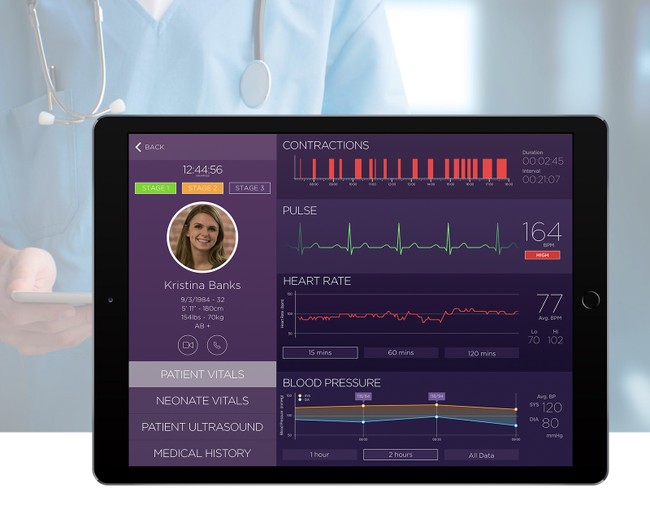 Tablet mockup of MyMidwife medical professional dashboard