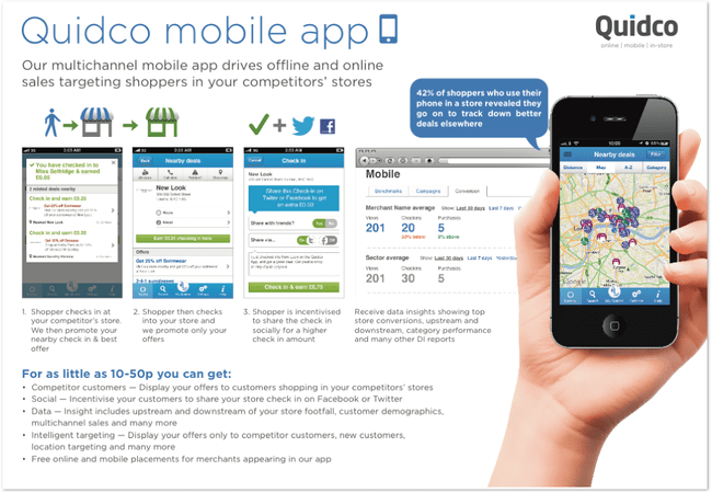 Marketing one-pager to outline the business case for the Quidco mobile app
